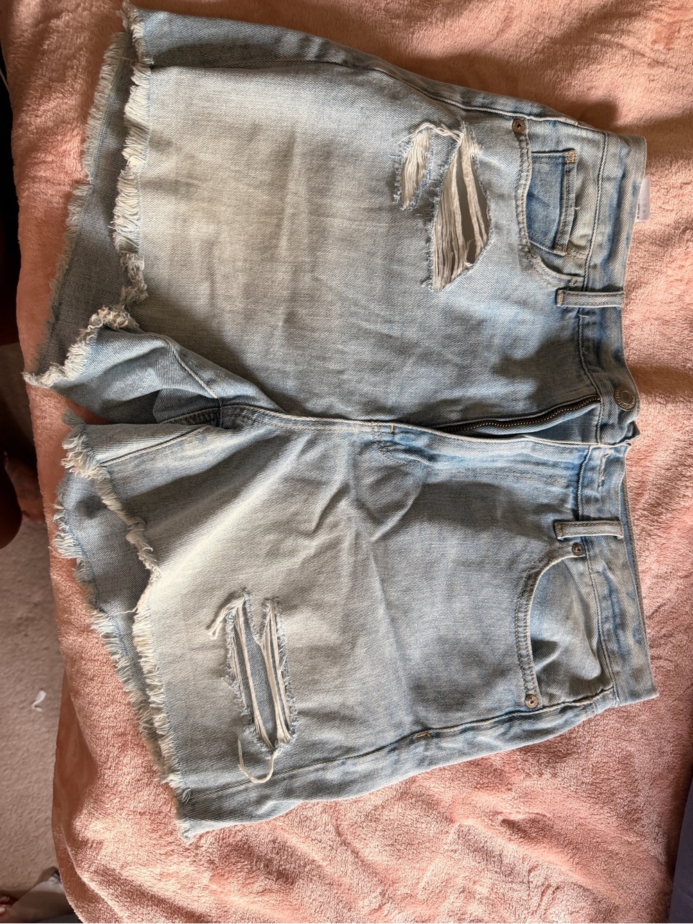 American Eagle Outfitters Light Wash Distressed Denim Shorts